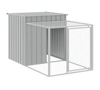 vidaXL Gallinero con Corral Acero galvanizado Gris Claro 110x201x110cm