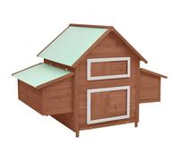 vidaXL Gallinero Moca y Blanco Pollo Casa de Gallinas Madera Maciza de Abeto 150x96x110 cm