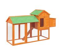 vidaXL Gallinero de madera maciza de pino marrón 193x65x117 cm