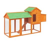 vidaXL Gallinero de madera maciza de pino marrón 193x65x117 cm