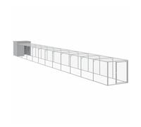 vidaXL Gallinero y corral acero galvanizado gris claro 110x1221x110 cm