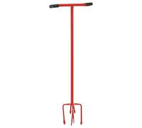 vidaXL Garra de Jardín Cultivador Herramienta de Jardinería Patio Exterior Arriate Asa Ergonómica Cultivar Airear Suelode Acero Rojo