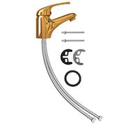 vidaXL Grifo Mezclador de Lavabo Monomando Cuarto de Baño Aseo Ducha Inodoro Bañero Grifería Cocina Reemplazo Duradero Dorado 13x10 cm