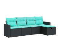 vidaXL Grupo de salón para el jardín con cojines 5 piezas ratán artificial negro