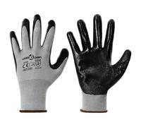 vidaXL Guantes de Trabajo 12 pcs Gris y Negro 8 / m Poliéster, Equipo moderno de protección, guantes seguros, accesorios flexibles, ropa duradera y cómoda para el jardín, taller