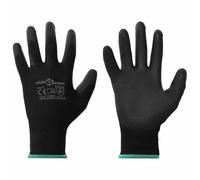 vidaXL Guantes de Trabajo 12 pcs Negro 11 / XXL Poliéster, Esenciales de taller, guantes modernos, flexibles, protección para hogar y jardín
