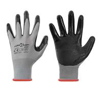 vidaXL Guantes de Trabajo 24 pcs Gris y Negro 7 / S Poliéster, Equipo moderno de protección, guantes seguros, accesorios flexibles, ropa duradera y cómoda para el jardín, taller