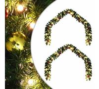 vidaXL Guirnalda de Navidad 40m con esferas y Leds, Verde, PVC, Tira LED Blanca cálida, decoración navideña para Interiores. Incluye 2 guirnaldas de 20m, Son Reutilizables y a Prueba de Agua, ideale