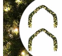 vidaXL Guirnalda de Navidad con 600 LED 2 pcs Verde PVC, Guirnalda navideña Elegante, decoración Ligera para Sala, Puerta, ¡Ideal y Reutilizable