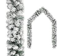 vidaXL Guirnalda de Navidad con Nieve Flocada Decoración Navideña Artificial Hermosa Interior Exterior Jardín Patio Fiesta Verde 5 m PVC