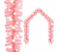 vidaXL Guirnalda de Navidad, Guirnalda Artificial con Luces LED, Cadena Luminosa Navideña, Decoración Colgante para Fiestas, Rosa 20 m