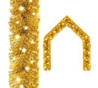 vidaXL Guirnalda de Navidad, Guirnalda Artificial con Luces LED, Cadena Luminosa Navideña, Decoración Colgante para Fiestas, Dorado 10 m