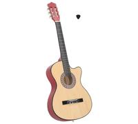 vidaXL Guitarra Acústica Occidental Cutaway 6 Cuerdas 38" Clásica para Niños y Principiantes Juego Instrumento Musicales de Aprendizaje Madera Tilo