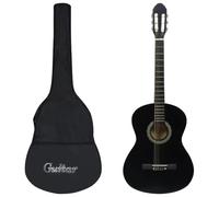 vidaXL Guitarra Clásica para Principiantes con Funda 4/4 39" Instrumento Músico Aficionados Jóvenes para Aprender con Bolsa Protección Juego Negro
