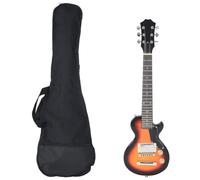 vidaXL Guitarra Eléctrica para Niños con Funda, Guitarra Eléctrica de 6 Cuerdas, Guitarra de Viaje, Instrumento Musical, Marrón y Negro 3/4 30"