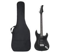vidaXL Guitarra Eléctrica para Principiantes con Funda, Guitarra Eléctrica de 6 Cuerdas, Guitarra de Viaje, Instrumento Musical, Negro 4/4 39"