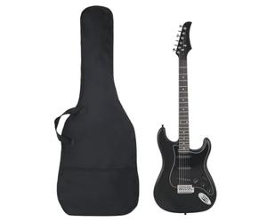 vidaXL Guitarra Eléctrica para Principiantes con Funda, Guitarra Eléctrica de 6 Cuerdas, Guitarra de Viaje, Instrumento Musical, Negro 4/4 39"
