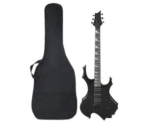 vidaXL Guitarra Eléctrica para Principiantes con Funda, Guitarra Eléctrica de 6 Cuerdas, Guitarra de Viaje, Instrumento Musical, Negro 4/4 39"