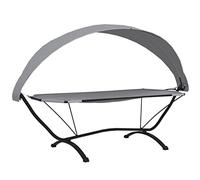 vidaXL Tumbona de jardín con Dosel de Acero y Tela Oxford Gris