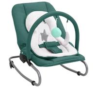 vidaXL Hamaca Mecedora para Bebés Cuna Reclinable Silla Asiento Columpio Niños Infantil Juguetes Juegos Respaldo Regulable de Acero Verde