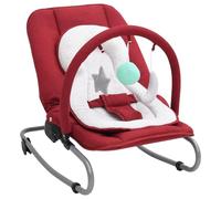 vidaXL Hamaca Mecedora para Bebés Cuna Reclinable Silla Asiento Columpio Niños Infantil Juguetes Juegos Respaldo Regulable de Acero Rojo