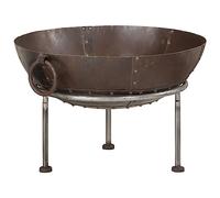 vidaXL Hoguera de hierro para exteriores, calentador de horno con asas, marrón, 55 x 55 x 38 cm, hoguera portátil para jardín/camping