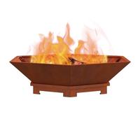 vidaXL Hoguera Marrón 100 x 100 x 28 cm Acero autopatinable, Hogares de fuego portátiles, perfectos para asar, modernos, quema madera, ideales para el jardín, resistentes a la corrosión