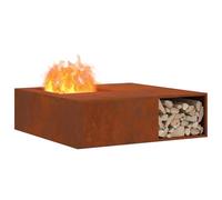 vidaXL Hoguera Marrón 100 x 100 x 30 cm Acero autopatinable, Chic fogón Cuadrado para jardín y terraza, diseño de Metal Moderno, Resistente al Calor, Ideal para reuniones al Aire Libre