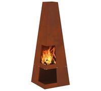 vidaXL Hoguera Marrón 35 x 35 x 100 cm Acero al Carbono, Estufa portátil para Exteriores, en Forma de Cono, Equipo metálico Moderno, BBQ Resistente al Clima para Acampar