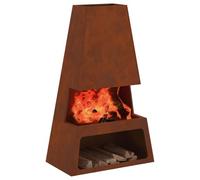 vidaXL Hoguera Marrón 60 x 35 x 100 cm Acero autopatinable, Jardín y terraza, Moderno Fuego Rectangular, Acero Duradero, portátil y Resistente, Gran Acabado Mate para reuniones