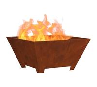 vidaXL Hoguera Marrón 60 x 60 x 30 cm Acero al Carbono, Hoguera Moderna para Exteriores, solución de Calor Cuadrada, portátil, Resistente al óxido, para reuniones en el jardín