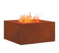 vidaXL Hoguera Marrón 60 x 60 x 30 cm Acero autopatinable, Fuego al Aire Libre, portátil y Rectangular, Ideal para reuniones, con Estilo para Patios