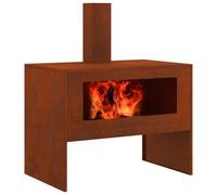 vidaXL Hoguera Marrón 80 x 50 x 96 cm Acero autopatinable, Fuego Moderno para reuniones al Aire Libre, Calidez en tu jardín, solución Duradera para terraza