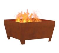 vidaXL Hoguera Marrón 80 x 80 x 43 cm Acero autopatinable, Cubierta para fogata Moderna, Ideal para jardín y terraza, protección a Prueba de Clima, Acero Resistente