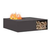vidaXL Hoguera Negro 100 x 100 x 30 cm Acero, Chimenea Exterior Elegante, Diseño Cuadrado, Metal Duradero, Resistente al Calor, Reuniones Agradables, Solución Rectangular para Fogatas
