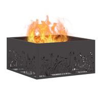 vidaXL Hoguera Negro 60 x 60 x 30 cm Acero, Fogata de jardín y terraza, diseño Cuadrado Moderno de Acero, portátil, solución de calefacción Resistente al óxido para Noches acogedoras
