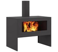 vidaXL Hoguera Negro 80 x 50 x 96 cm Acero Laminado en frío, Hoguera para jardín y terraza, Calidez Moderna para reuniones, Acero Duradero para Relajarse y socializar