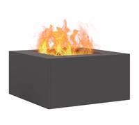 vidaXL Hoguera Negro 80 x 80 x 40 cm Acero, Fogón Moderno para jardín y terraza, calefacción Exterior portátil, Rectangular y Ideal para reuniones Elegantes.