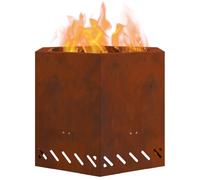 vidaXL Hoguera Sin Humo Marrón 58 x 58 x 51 cm Acero autopatinable, Fogón Moderno para jardín y terraza, diseño Hexagonal, portátil, a Prueba de Clima, fácil de Montar, sin Humo
