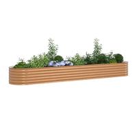 vidaXL Huerto Elevado Marrón con Aspecto de Madera 400 x 80 x 44cm - Jardinera de Acero Compacta y Duradera para Usar en Interior y Exterior. Ideal para Cultivar Verduras, Flores y Hierbas en tu Pati