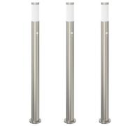 vidaXL Iluminación de bolardo con sensor 3 piezas 110 cm acero inoxidable IP44