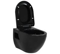 vidaXL Inodoro de Montaje en Pared Cerámica Negro Baño Retrete Váter Aseo WC