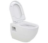 vidaXL Inodoro de Montaje en Pared de Cerámica Blanco Baño Casa Hogar Aseo WC