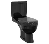 vidaXL Inodoro de Suelo con Cisterna 1 Pieza Cerámico Negro Váter WC Retrete