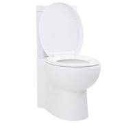 vidaXL Inodoro WC Doble Cisterna Cerámica Blanco con Cierre Suave