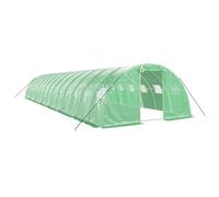 vidaXL Invernadero con Estructura de Acero, Invernáculo con Ventanas Puerta, Túnel de Cultivo, Vivero para Plantas, Verde 56 m² 14x4x2 m