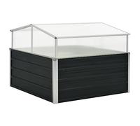 vidaXL Invernadero Jardinera Exterior Grande Huerto Urbano Macetero XXL Vivero Cultivo Verduras Plantas Base Acero Galvanizado Techo Abatible Gris