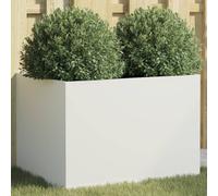 vidaXL Jardinera – Macetero para plantas, flores y hierbas arriate elevado para jardín, acero blanco