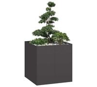 vidaXL Jardinera Acero Negro 80x80x80 cm, macetero, Soporte para Plantas, lecho Elevado, Soporte para jardineras, Bandeja para Plantas