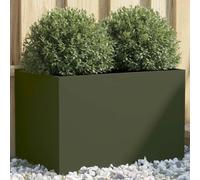 vidaXL Jardinera, Macetero para Plantas Flores Hierbas, Soporte para Macetas, Arriate Elevado para Jardín Patio Terraza Balcón, Acero Verde Oliva